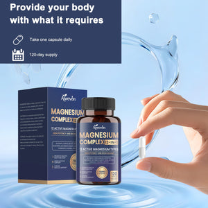 Magnesium Complex 700mg, 12 in 1 Magnesium Supplement with Glycinate, Citrate, Malate, Oxide, Taurate & Orotate, High Absorption Magnesium for Sleep, Muscle, Nerve & Heart Support, Vegan, 120 Capsules AiwevonĀ buy supplements Au