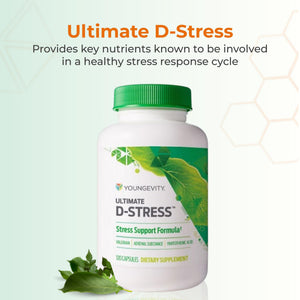 Youngevity Ultimate D-Stressβ’ β Natural Stress Relief Supplement with Magnesium, Valerian Root Extract, and B Vitamins β Supports Adrenal Health and Nervous System β 120 Capsules YoungevityBuy Supplements Australia
