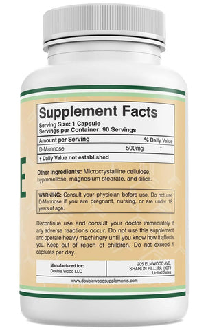 Double Wood Supplements D Mannose 500mg Capsules, 90 Count (D-Mannose for Urinary Tract Health and Bladder Lining, Helps UTI Prevention) Vegan Safe, Non-GMO, Gluten Free Double Wood SupplementsBuy Supplements Australia