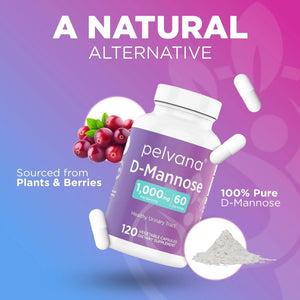 Pelvana D-Mannose 120 Capsules (500mg Each) β 1000mg per Serving β Assists & Maintains Healthy Urinary Tract, Flushes Impurities, Pure Ingredients, Gluten-Free β Third-Party Lab Tested, Made in USA PelvanaBuy Supplements Australia