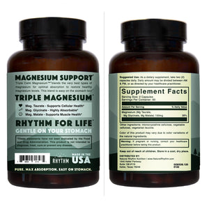 Natural Rhythm Triple Calm Magnesium Complex - 120 Capsules, Chelated Magnesium Glycinate, Taurate & Malate, High Absorption Supplement for Sleep, Stress, Muscle & Heart Support, Non-GMO, Vegan Natural Rhythm buy supplements Au