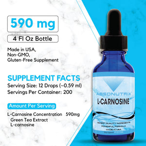 Absonutrix L-Carnosine - 583 mg 4 Oz Bottle, 200 Highly Potent Servings, Easy-to-Consume Drops, High Bioavailability, Third-Party Tested, GMP-Certified, Non-GMO, Cruelty-Free Products, Made in USA AbsonutrixBuy Supplements Australia