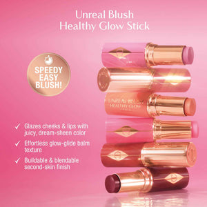 Charlotte Tilbury Unreal Healthy Glow Blush Stick - Buildable Cream Makeup with a Skincare-Infused Formula - Easy to Use, Blendable & Leaves Skin with a Luminous Sheen - Berry Glow