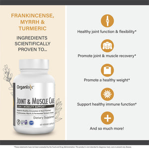 Organixx Joint & Muscle Care Organic Turmeric Supplement, 3-in-1 Frankincense, Turmeric and Myrrh Joint Health & Joint Support Supplement Body Care Capsules, Supports Swelling, Tension, 60 Capsules OrganixxBuy Supplements Australia