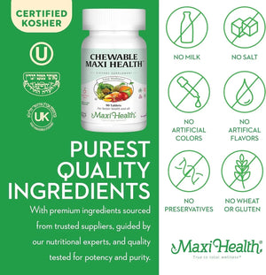 Maxi Health Chewable Multivitamin for Kids, Teens and Adults - Cherry Chewable Vitamins for Adults & Children Maxi Health