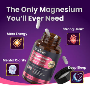 Magnesium Complex, Magnesium Glycinate, Elemental Magnesium Supplement with Taurate, Citrate, Orotate & Aspartate, Supports Muscle Relaxation, Heart Health, Sleep & Energy | Vegan (500mg) VCCVBB buy supplements Au