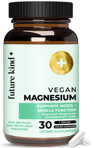 Future Kind Magnesium Glycinate, Supports Muscle and Nerve Function, High Absorption Chelated Magnesium Supplement, Nightly Calm, Energy & Metabolism, Highly Bioavailable & Potent - 30 Vegan Capsules Future KindBuy Supplements Australia