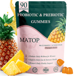 MATOP Probiotic Prebiotic pH Balance Gummies - Vaginal Health Gummies for Women Pro + Prebiotic with Pineapple Flavor, Vegan, Sugar-Free ā 90 Gummies (45 Servings) MATOPBuy Supplements Australia