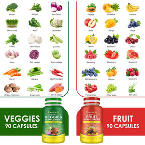 Fruit & Veggies Capsules | Daily Fruit & Vegetable Blend | 2 Bottles – 180 Vegetarian Capsules | Plant-Based Superfood Formula | Non-GMO, Gluten Free Generic buy supplements Au