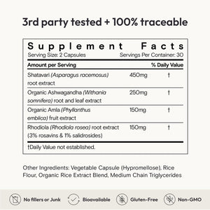 Moon Juice SuperYou Ashwagandha Supplements with Rhodiola, Shatavari & Amla - Cortisol Reducer for Energy, Mood, Focus and Stress Support, Vegan, Non-GMO & 100% Traceable, 60 Capsules, 30 Servings Moon Juice buy supplements Au