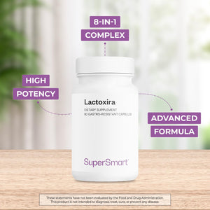 Supersmart - Lactoxira (High Potency) - 8-in-1 Probiotic Complex Supplement - Advanced Formula for Women & Men - with Lactobacillus Casei, Brevis | Non-GMO & Gluten Free - 60 DR Capsules Supersmart buy supplements Au