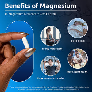 14-in-1 Magnesium Complex Supplement, 1200mg Elemental Magnesium Glycinate, Citrate, Malate, Taurate - Magnesium Complex for Women Nerves, Bone & Heart Health | Non-GMO GrthNutr buy supplements Au