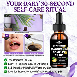 Magnesium 12 in 1 Complex 1000mg Supplement for Women & Men, High Absorption Liquid Magnesium W/Glycinate Citrate Malate Taurate Oxide Aspartate Orotate, Calm Magnesium for Sleep Muscle Heart Support GLOVVUUPΒ buy supplements Au