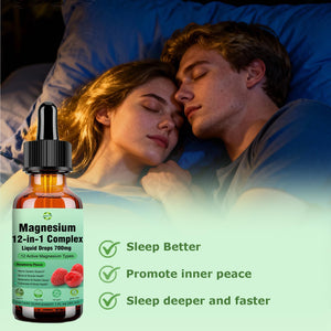 Magnesium 12 in 1 Complex Liquid Drops 700mg, High Absorption Magnesium Glycinate Citrate Malate Taurate & 8 Forms, Magnesium Complex Blend Supplement for Sleep Muscle Nerve Energy Heart Health JUIWEFKK buy supplements Au