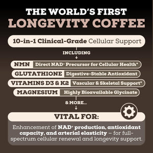 Black Forest Longevity Mix Liquid NAD+ Alternative Mocha Coffee 10-in-1 with NMN 250mg, Glutathione 250mg, TMG, Magnesium Glycinate, Vitamins D3 K2 C B12, High Polyphenol Cocoa, 30 Servings Black ForestBuy Supplements Australia
