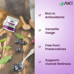 AKI Maqui Berry Extract Powder – Wild Harvested from Patagonia, High in Anthocyanins & Polyphenols, Freeze-Dried Superfruit for Smoothies, Non-GMO, Vegan, 150g/ 5.3 oz AKI ORGANIC buy supplements Au
