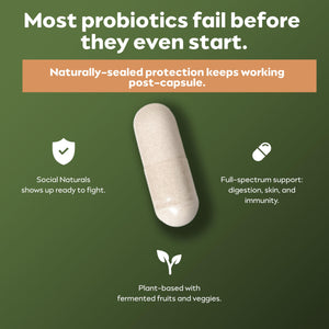 supplement productsSocial Naturals Daily Probiotic Capsules for Gut Health & Bloating | Bifidobacterium | Multi-Strain with Prebiotic + Postbiotic | 20 Billion CFU | Vegan | 30 Capsules - JerryCherryUSA