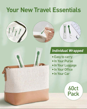 nicedae Disposable Mini Travel Toothbrush Bulk with Toothpaste 5in1 60Ct Portable Toothbrushes Set Floss Pick Tongue Scraper Cruise