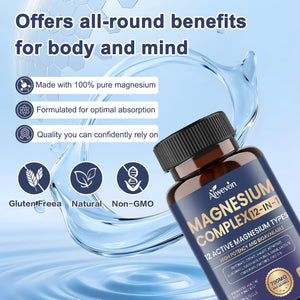 Magnesium Complex 700mg, 12 in 1 Magnesium Supplement with Glycinate, Citrate, Malate, Oxide, Taurate & Orotate, High Absorption Magnesium for Sleep, Muscle, Nerve & Heart Support, Vegan, 120 Capsules AiwevonĀ buy supplements Au