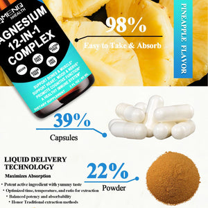 Magnesium 12 in 1 Complex Liquid Drops Magnesium Supplement w. Glycinate Citrate Malate Taurate Oxide Aspartate Orotate, Calm Magnesium for Sleep Muscle Heart Support丨Max Absorption Liquid Formula AMENQ hHEALTH buy supplements Au