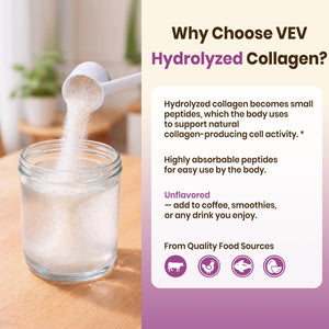 VEV Multi Collagen Peptides Powder, 16 oz (41 Servings) – Type I, II, III, V, X, Hydrolyzed Collagen, Hyaluronic Acid, Biotin, Vitamin C, Supports Skin, Unflavored, Dissolves Easily VEV buy supplements Au