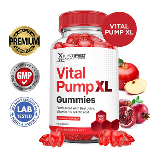 Justified Laboratories (5 Pack) Vital Pump XL Performance Gummies 1000MG Advanced Formula Vital PumpXL Formulated with Beet Juice ACV Pomegranate Beet Powder B12 Vegan Non GMO 300 Gummys Justified Laboratories buy supplements Au