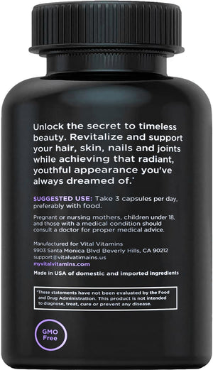 Vital Vitamins Multi Collagen Complex Plus - with Biotin, Hyaluronic Acid, Vitamin C - Type I, II, III, V, X - for Women & Men - Hair, Skin, Nails Beauty Complex - 150 Capsules Vital Vitamins buy supplements Au