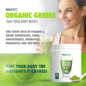 IVL - Organic Greens - Organic Superfood Drink - Loaded with Antioxidants, Micronutrients, Prebiotics & Probiotics - for Immune Support, Digestive Health - Great Taste (1 Pack, 30 Servings) IVL buy supplements Au