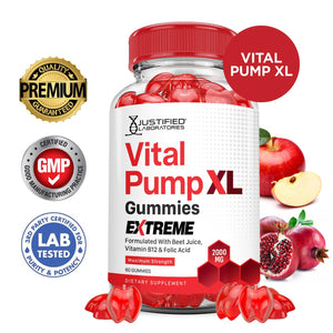 Justified Laboratories (5 Pack) Vital Pump XL Extreme 2000MG Performance Gummies Vital PumpXL Advanced Formula Formulated with Beet Juice ACV Pomegranate Powder B12 Vegan Non GMO 300 Gummys Justified Laboratories buy supplements Au