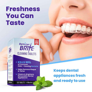 Retainer Brite Tablets for Cleaner Retainers and Dental Appliances - 96 Count