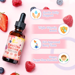 Zeolite Detox Drops for Kids & Kidney Cleanse Drops for Adults - Liquid Supplement Duo with Vitamins C B12 D3, Cranberry, Chanca Piedra, Milk Thistle & Herbal Blend - Mixed Berry & Cranberry Flavor, 6 Pavintrix buy supplements Au