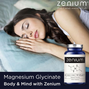 Zenium - Magnesium Glycinate for Sleep, Chelated, 600mg per Serving, 120 Capsules | High Absorption | Relieve Tension, Worry, Nervousness | Calm The Mind & Body | Ayurvedic | Natural Relief Supplement ZeniumΒ buy supplements Au
