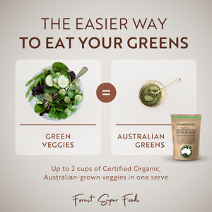 Certified Organic Australian Greens Whole Food Blend | 7 Incredible Whole Foods | No fillers or additives Forest Super FoodsΒ buy supplements Au