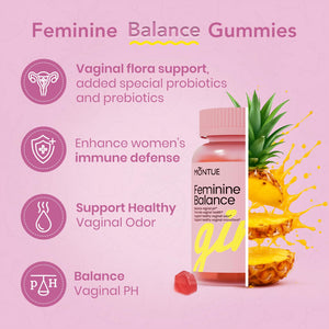 Montue Premium Diamond Feminine Balance Gummies-pH Balance with Prebiotics & Lactobacillus Probiotic Blend&Hawaiian Pineapple Immune Support,Vegan& Non-GMO(30 Gummies) Montue buy supplements Au