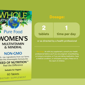 Whole Earth & Sea from Natural Factors, Women's Multivitamin & Mineral, Whole Food Supplement, Vegan, 60 tablets (30 servings) Natural Factors buy supplements Au