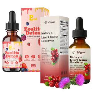 Zeolite Detox Drops for Kids & Kidney Cleanse Drops for Adults - Liquid Supplement Duo with Vitamins C B12 D3, Cranberry, Chanca Piedra, Milk Thistle & Herbal Blend - Mixed Berry & Cranberry Flavor, 6 Pavintrix buy supplements Au