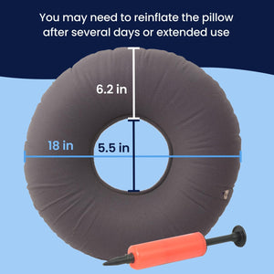 Dr. Frederick’s Original Inflatable Donut Pillow - 18" Seat Cushion for Tailbone Pain, Hemorrhoids & Bed Sores – Doctor-Developed for Postpartum, Prostatitis & Travel - Odor-Free, Durable Vinyl - Gray Dr. Frederick's OriginalBuy Supplements Australia