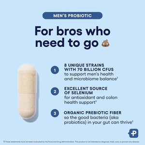 Physician's Choice Probiotics for Men - 70 Billion CFU - 8 Strains - w/Selenium & Organic Prebiotics - Supports Digestive Health, Microbiome, Colon, & Immune Health - Advanced Men's Probiotic - 30ct