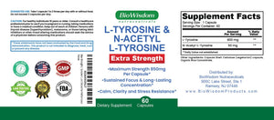 Max Strength L Tyrosine Supplement & N Acetyl L Tyrosine Peak Focus, Alertness, Concentration, Body & Mind Energy. L-Tyrosine 850mg Per 1 Capsule. A Well-Being Nutrient Boost For Performance BioWisdom NutraceuticalsΒ buy supplements Au