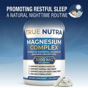 True nutra Magnesium Complex,Advanced 8-in-1 Magnesium Blend,Glycinate, Citrate, Malate, Taurate etc,High Formula,90 Capsules true nutra buy supplements Au