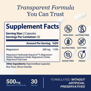 ZnS Health Spectrum 5 Magnesium Complex for Women & Men – 5 Magnesium Complex Supplement with Glycinate, Malate, Citrate & Hydroxide for Sleep, Muscle Recovery & Calm – 500mg Vegan – 60 Capsules ZnS Health buy supplements Au