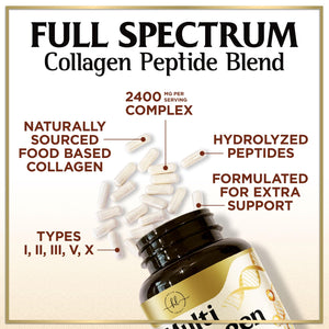 Multi Collagen Peptides for Women & Men - 2400mg per Serving - Best Hydrolyzed Collagen Complex with Type I, II, III, V, X - Hair, Skin, Nails & Joint Support Supplement - Bottled USA - 60 Capsules Hello Lovely!Β buy supplements Au