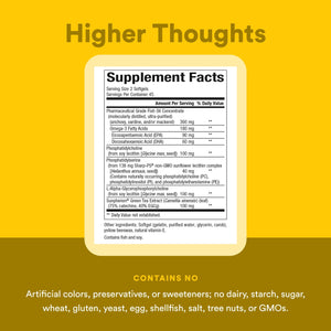 Natural Factors Higher Thoughts - Supports Cognitive & Cardiovascular Health* - Fish Oil, Fatty Acids, EPA, DHA & More - 90 Softgels Natural FactorsBuy Supplements Australia