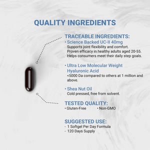Naturalis UC-II 40 mg with Hyaluronic Acid and Shea Nut Oil | Enhanced Undenatured Type II Collagen for Better Joint Health, Mobility & Flexibility | Gluten-Free & Non-GMO | 120 Softgels Naturalis buy supplements Au
