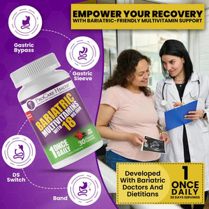 ProCare Health Bariatric Chewable Multivitamin with Iron 18mg (30 Tablets) - Fruit Punch Flavor Bariatric Multivitamin Chewable ProCare Health