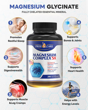 820mg Magnesium Complex 240 Veggie Capsules,for Women & Men with Magnesium Glycinate,Citrate, Malate,Taurate & L-Threonate for Sleep, Mood, Muscle Relaxation & Nerve Function Vegan Friendly, Non-GMO FreeCare buy supplements Au