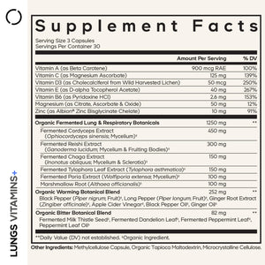 Codeage Lungs Vitamins, A, C, D, E, B6, Milk Thistle Lung Supplement, Zinc & Magnesium, Cordyceps, Reishi, Chaga, Poria, Tylophora, Ginger, Peppermint Leaf Organic Herb Cleanse - Non-GMO - 90 Capsules CodeageBuy Supplements Australia