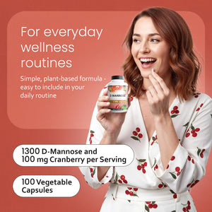 NaturaLife Labs Organic D-Mannose 1300 mg with Organic Cranberry Extract 100 mg per Serving ā 100 Capsules ā Non-GMO, Gluten-Free, Vegan NaturaLife LabsBuy Supplements Australia