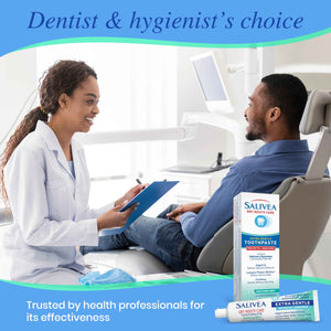 SALIVEA Dry Mouth Toothpaste (2 Pack) β 4.3 oz Each, Anticavity Fluoride, Natural Salivary Enzymes, Xylitol & Calcium, SLS-Free,