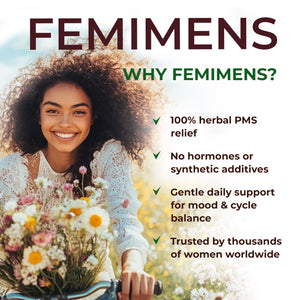 FEMIMENS β PMS Support Supplement for Women β PMS Relief for Women & Menstrual Cramp Relief β Hormonal Balance for Women β Chasteberry Vitex, Ashwagandha, Ginger, Fenugreek β 120 Vegan Capsules Ananta Medicare USABuy Supplements Australia